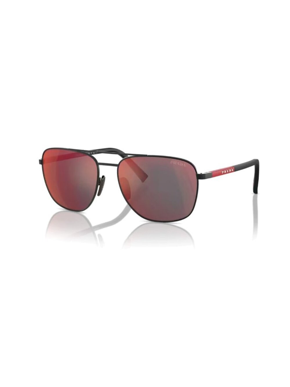 Prada Sunglasses PS54ZS DG008F Prada Linea Rossa Rubbered Black/Grey Red Mirror